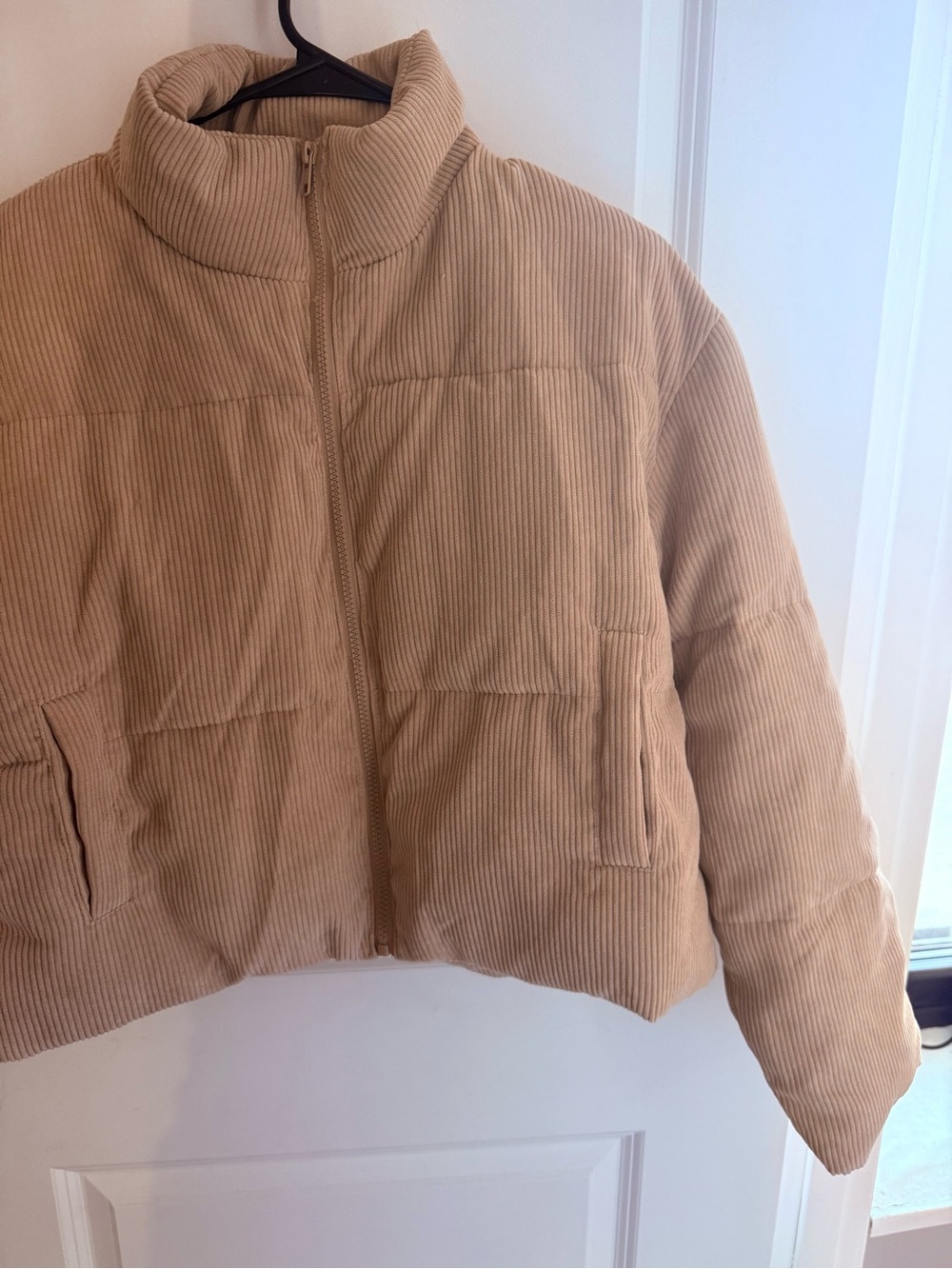 Lulu's Corduroy Puffer Jacket in Light Tan